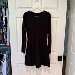 Commense Black Long-Sleeve Fit & Flare Dress